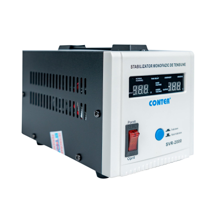 Electrice - Stabilizator monofazic de tensiune Conter SVR-2000 V2, 2000 VA / 1500 W, cu releu, 230V