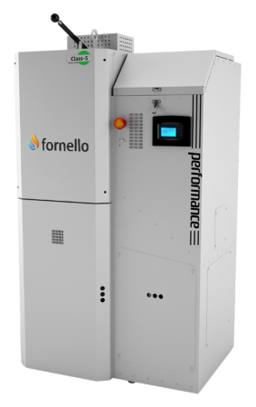 Cazane si termoseminee pe peleti - Centrală pe peleți Fornello Slimpel Performance 40 kW, curățare automată, pompă Grundfos, A+
