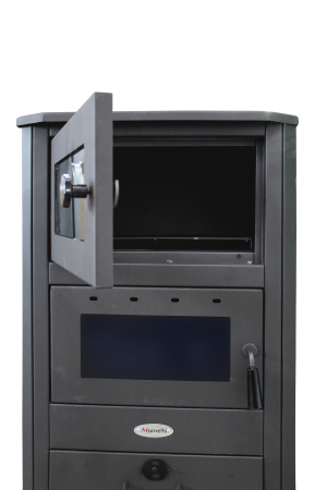 Termoșemineu pe lemne, brichete și cărbune Fornello MILANO E Ivory 24 kW, cu cuptor și manta de apă, 580 × 560 × 1060 mm [2]