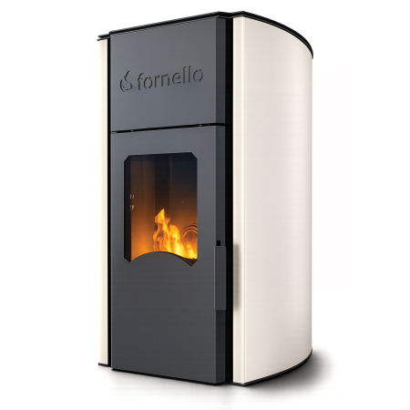 Cazane pe combustibil solid - Termoșemineu centrală pe peleți Fornello Royal 25 kW, complet echipat, Ivory
