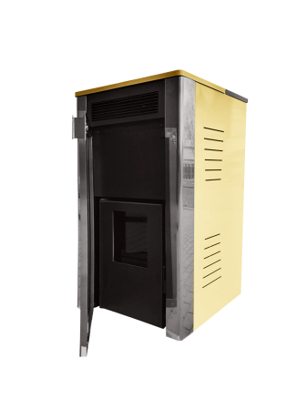 Termoșemineu pe peleți Fornello Primo Truva 25 kW Ivory, curățare mecanică a creuzetului, complet echipat [4]