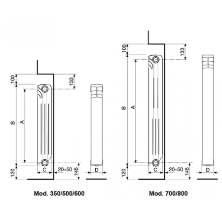 Calorifer aluminiu Fondital Exclusivo 600, 10 elementi, înălțime 600 mm [2]