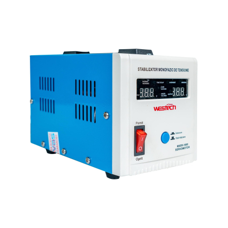 Electrice - Stabilizator monofazic de tensiune Westech MSER-2000 V2, 2000 VA / 1500 W, cu servomotor, 230V
