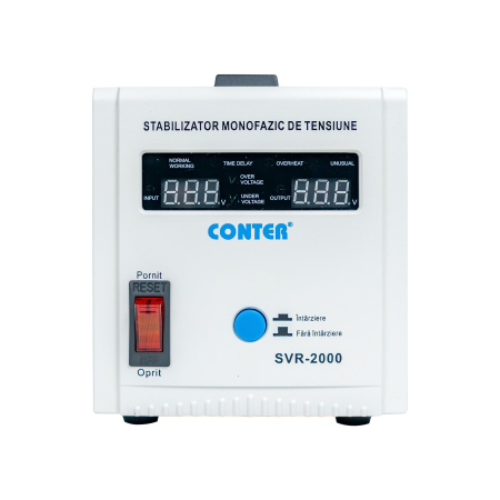 Stabilizator monofazic de tensiune Conter SVR-2000 V2, 2000 VA / 1500 W, cu releu, 230V [2]