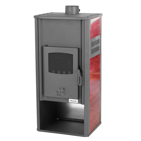 Seminee - Termoșemineu pe lemne, brichete și cărbune Fornello Roma E Bordeaux 22 kW, cu manta de apă, 49 × 45 × 103 cm