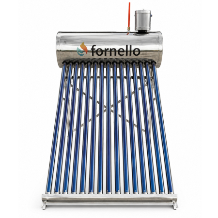 Panouri solare - Panou solar nepresurizat Fornello pentru apă caldă, rezervor inox 122 Litri, 15 tuburi vidate, vas flotor 5 Litri