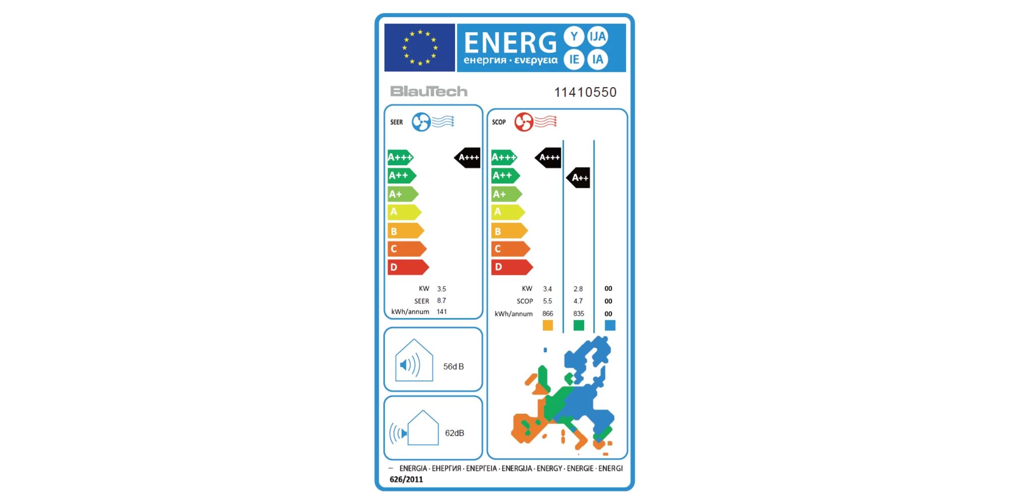 Aparat de aer conditionat BLAUTECH PREMIUM PLUS, 12000 BTU, Clasa A++/A+, Inverter, Turbo, R32, Gri [4]