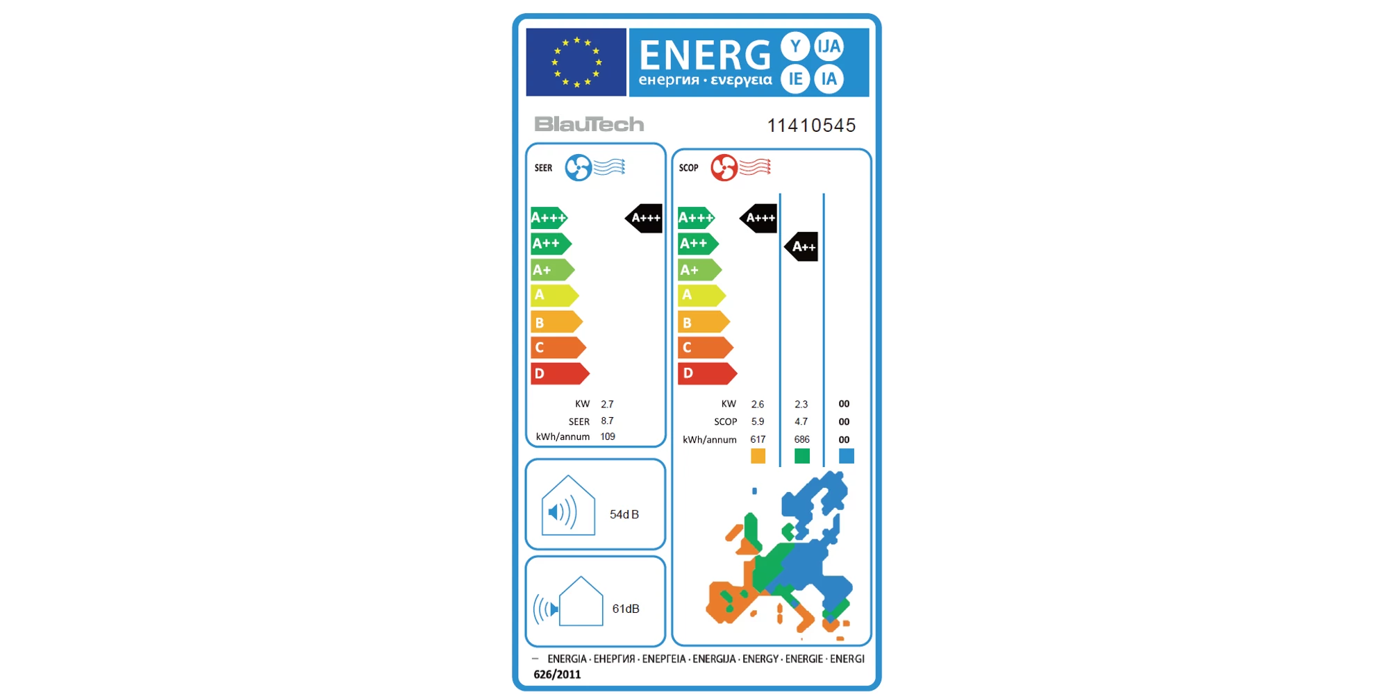 Aparat de aer conditionat BLAUTECH PREMIUM PLUS, 9000 BTU, Clasa A++/A+, Inverter, Turbo, R32, Alb [2]