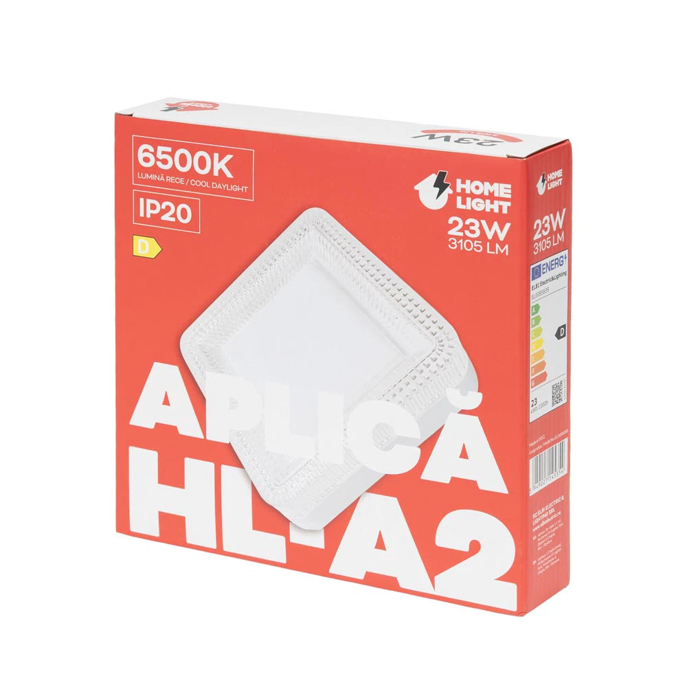 Aplica LED patrata Homelight Viva 22W, 2816 lm, 6500K, 18 cm, IP20, lumina alba rece [4]