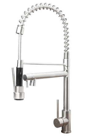 Baterii - Baterie bucatarie Ermetiq cu pipa arc si dus extractabil, inox, monocomanda