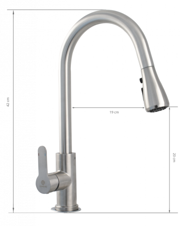 Baterie bucatarie Ermetiq din inox SUS304 cu dus extractibil [1]