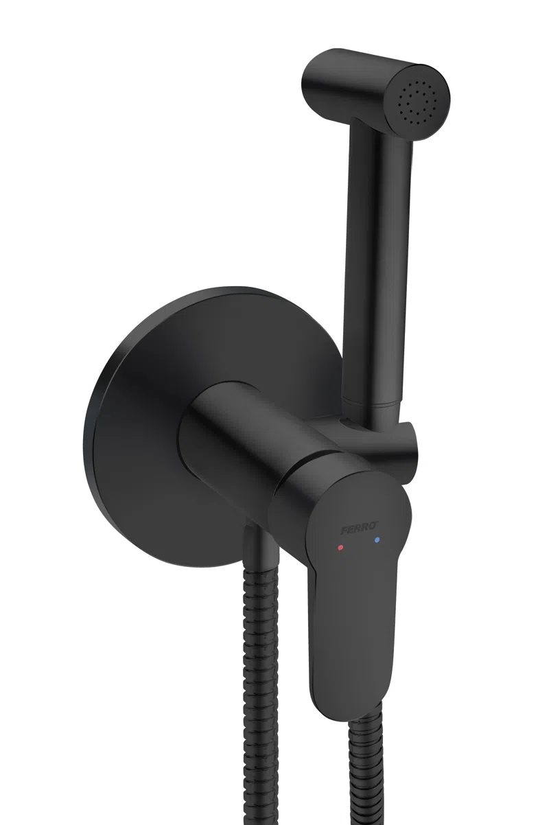 Baterii - Baterie ingropata bideu NOSTRIS negru cu accesorii si dus igienic