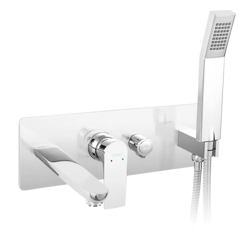 Baterii - Baterie ingropata cada dus Square crom cu pipa si set dus complet