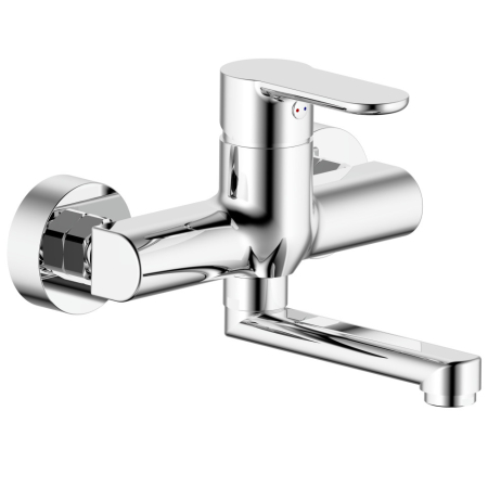 Baterii - Baterie lavoar cu doua intrari, montaj pe perete Ermetiq Style ER-HR203, monocomanda, crom