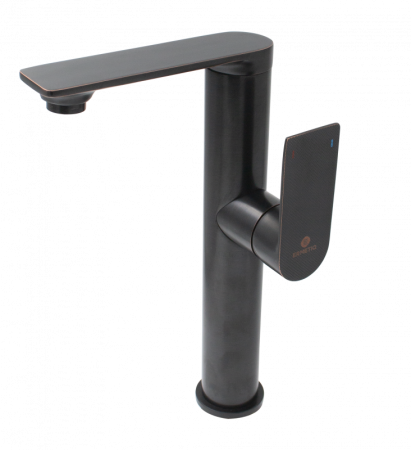 Baterii - Baterie lavoar inalta Ermetiq tip stalp cu pipa mobila, gama Stylish, finisaj negru