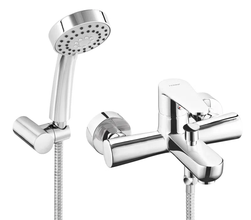 Baterii - Baterie perete cada dus Algeo crom cu accesorii monocomanda