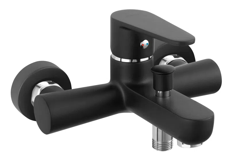 Baterii - Baterie perete cada dus Algeo negru crom fara accesorii monocomanda