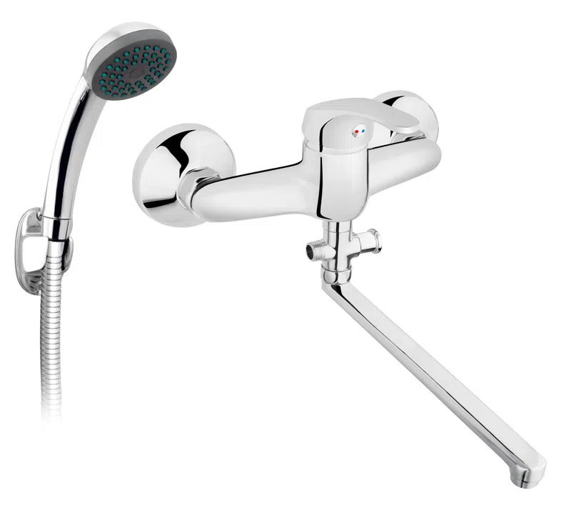Baterii - Baterie perete cada dus Basic crom cu accesorii monocomanda