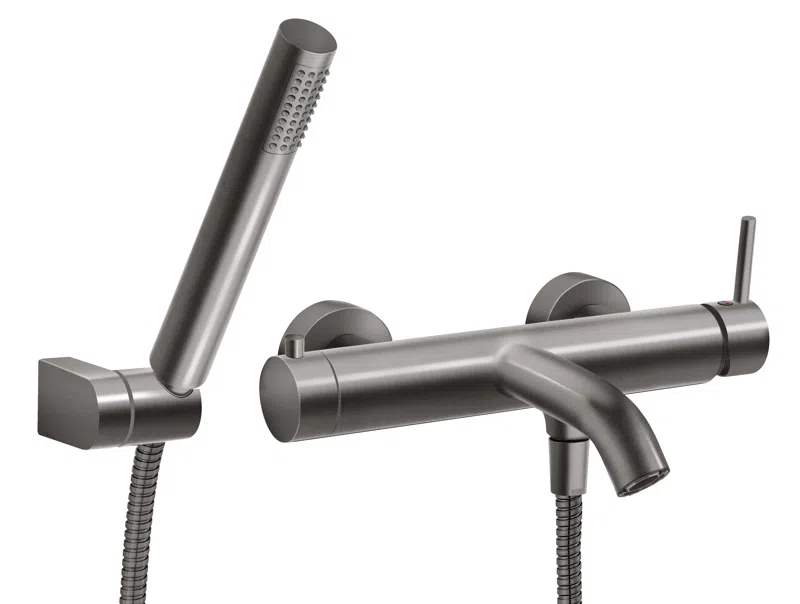 Baterii - Baterie perete cada dus Circulus Gun Metal cu accesorii monocomanda