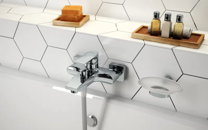 Baterie perete cada-dus Square crom fara accesorii monocomanda [1]