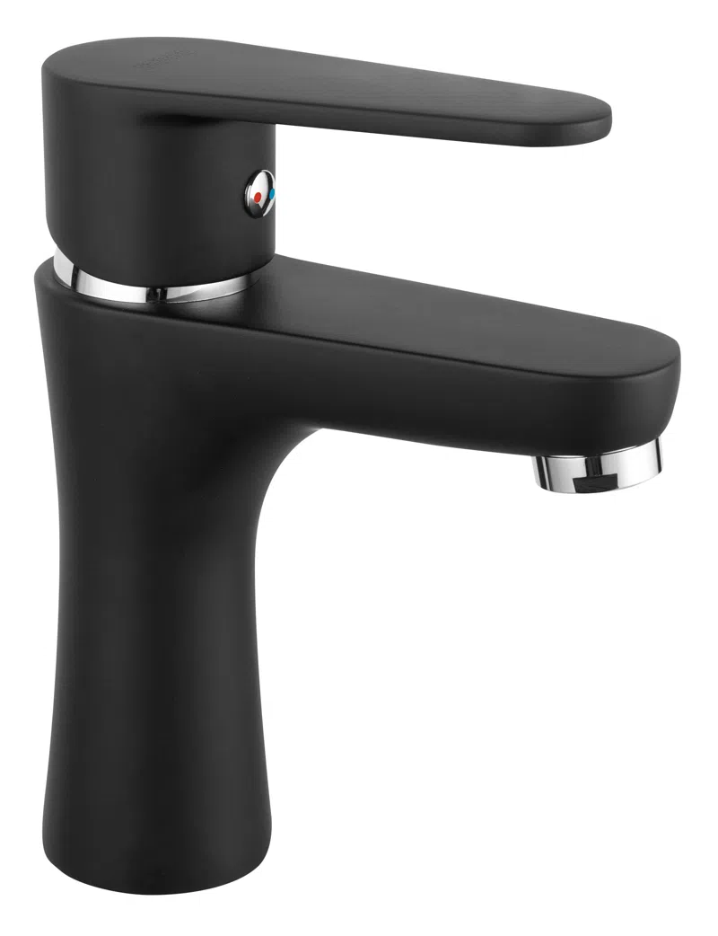 Baterii - Baterie stativa lavoar Algeo negru crom fara ventil monocomanda