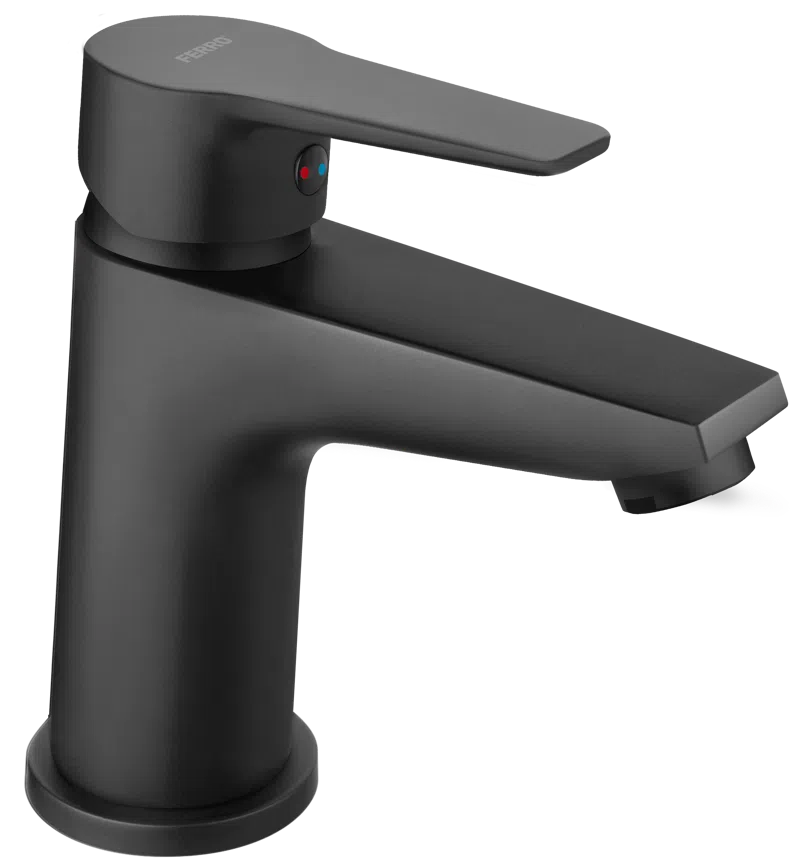 Baterii - Baterie stativa lavoar Ritto negru cu ventil click-clack Ferro
