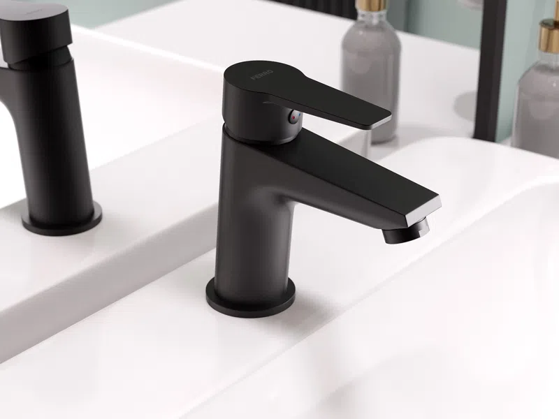Baterie stativa lavoar Ritto negru cu ventil click-clack Ferro [2]
