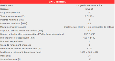 Boiler termoelectric Eldom FV20060S, 200 Litri, 3000 W, cu o serpentină, montaj pe sol, 0.8 MPa [1]