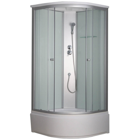 Cabine de dus - Cabina de dus GLADYS 90x90 cm cu profil aluminiu, cadita semirotunda H35 cm si sifon inclus
