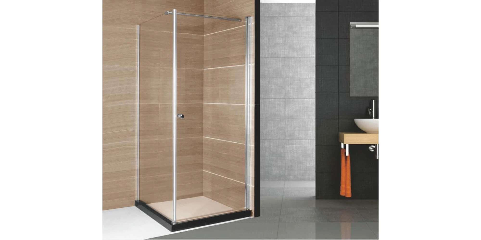 Cabine de dus - Cabina de dus patrata GLADYS 90x90 cm, sticla securizata 5 mm, profil cromat