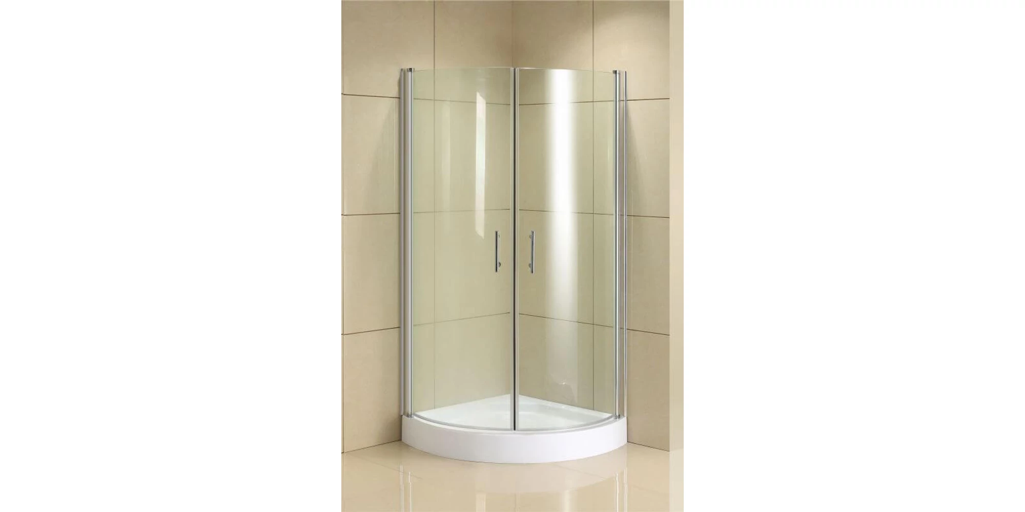 Cabine de dus - Cabina de dus semirotunda GLADYS F121 90x90 cm, sticla transparenta 5 mm, profile aluminiu