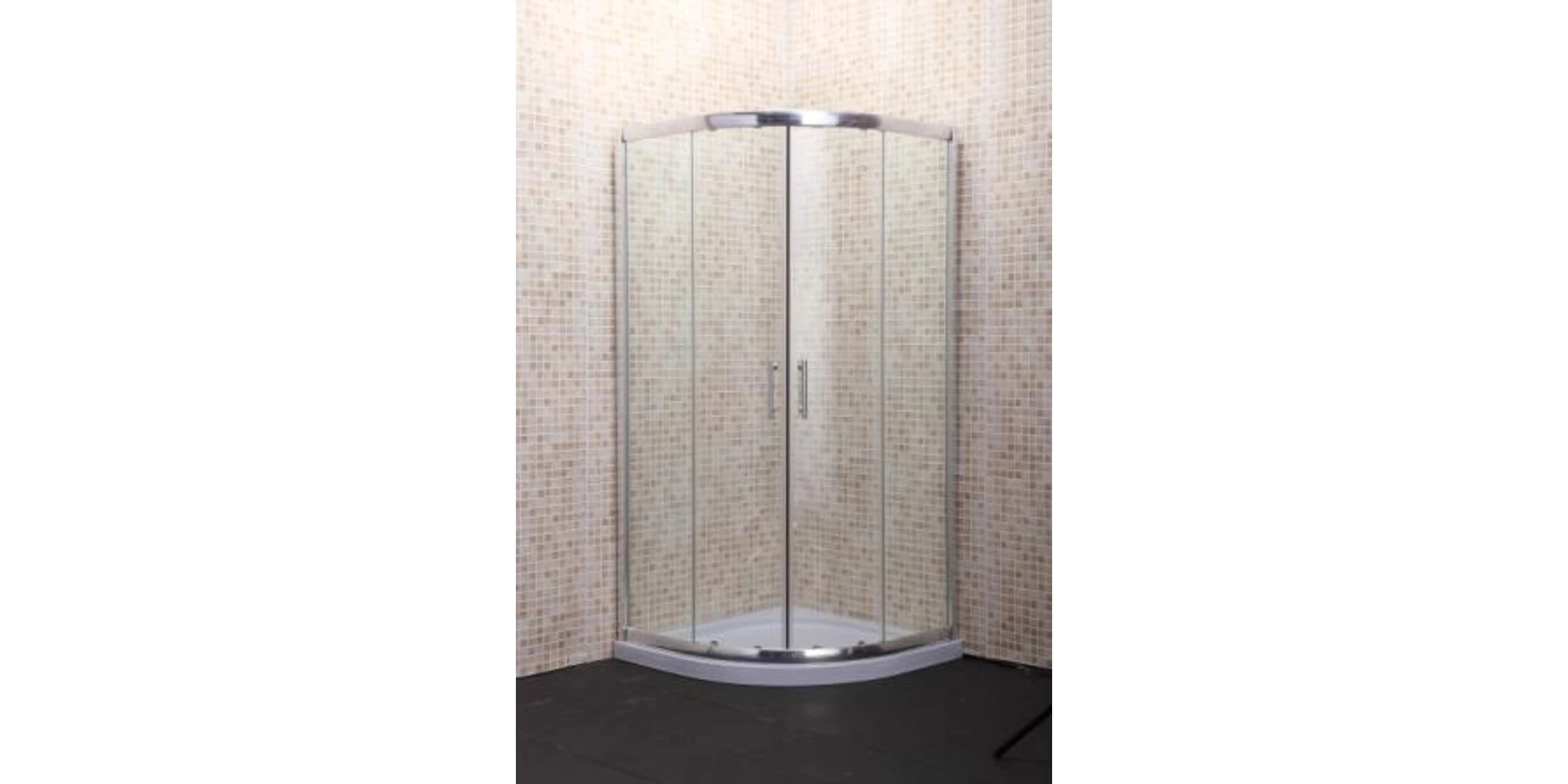 Cabine de dus - Cabina de dus semirotunda GOBE Standard 90x90 cm, sticla securizata 5 mm, profil cromat