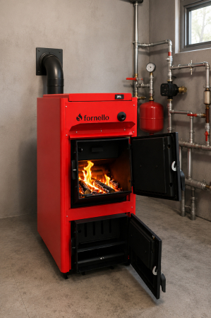 Centrala pe combustibil solid Fornello T-PRO 30 kW, pe lemn si carbune, din otel [4]