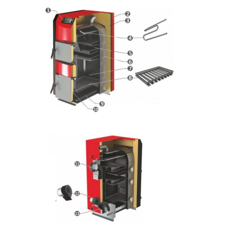 Centrala pe combustibil solid Sunsystem Burnit NWB PRIME 40 kW cu ventilator si controller electronic [5]