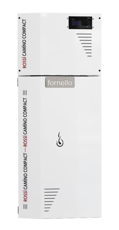 Cazane pe combustibil solid - Centrală termică compactă pe peleți Fornello Rossi Camino Compact 35 kW cu pompă, vas de expansiune și Ecodesign A++
