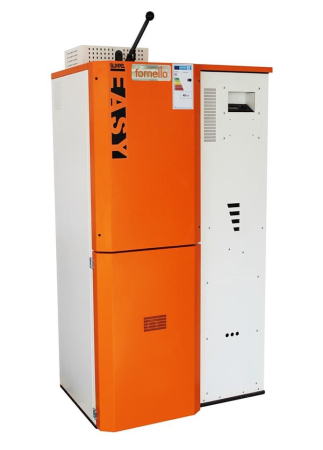 Cazane pe combustibil solid - Centrală termică pe peleți Fornello Slimpel Easy 40 kW cu pompă Grundfos și curățare mecanică