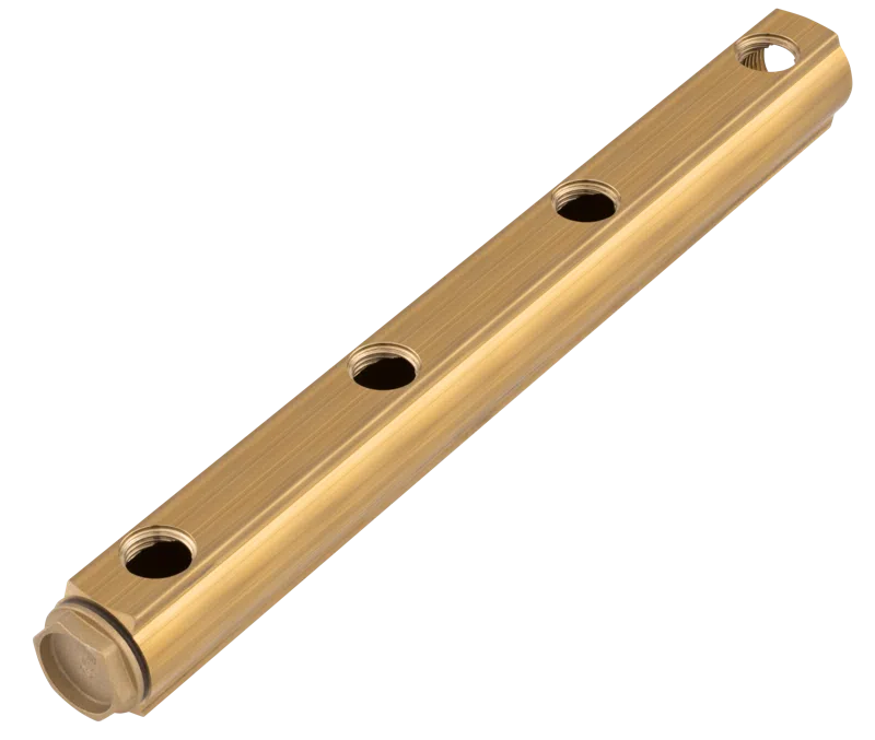 Distribuitoare - Distribuitor bara din alama 1", 3 circuite, distanta 100 mm intre circuite
