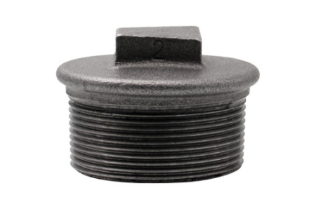 Tevi si fitinguri - Dop cap pătrat Everpro 290 NG 2", fontă neagră, filet exterior, pentru instalații termice și sanitare