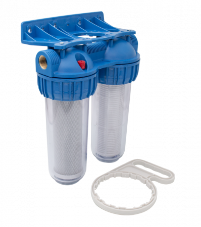 Filtru apa dublu cu sita / carbune 2x3/4"x10" [1]