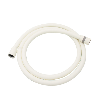 Baterii - Furtun dus Ermetiq PVC CLEAR WHITE 150 cm, anti-rasucire, conexiuni 1/2"