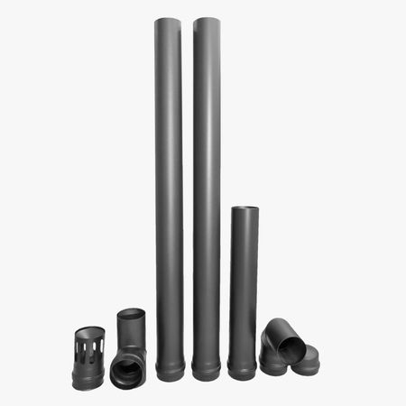 Accesorii - Kit evacuare cos de fum Fornello D80, otel negru, 2.5 m, complet pentru centrale si termoseminee pe peleti