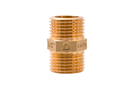 Tevi si fitinguri - Niplu din alama CW617N Ermetiq ER-N1232 1/2" x 32 mm, filet exterior-exterior