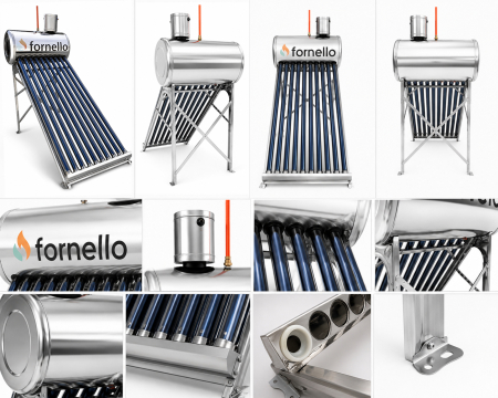 Panou solar nepresurizat Fornello pentru apă caldă, rezervor inox 82 Litri, 10 tuburi vidate, vas flotor 5 Litri [5]