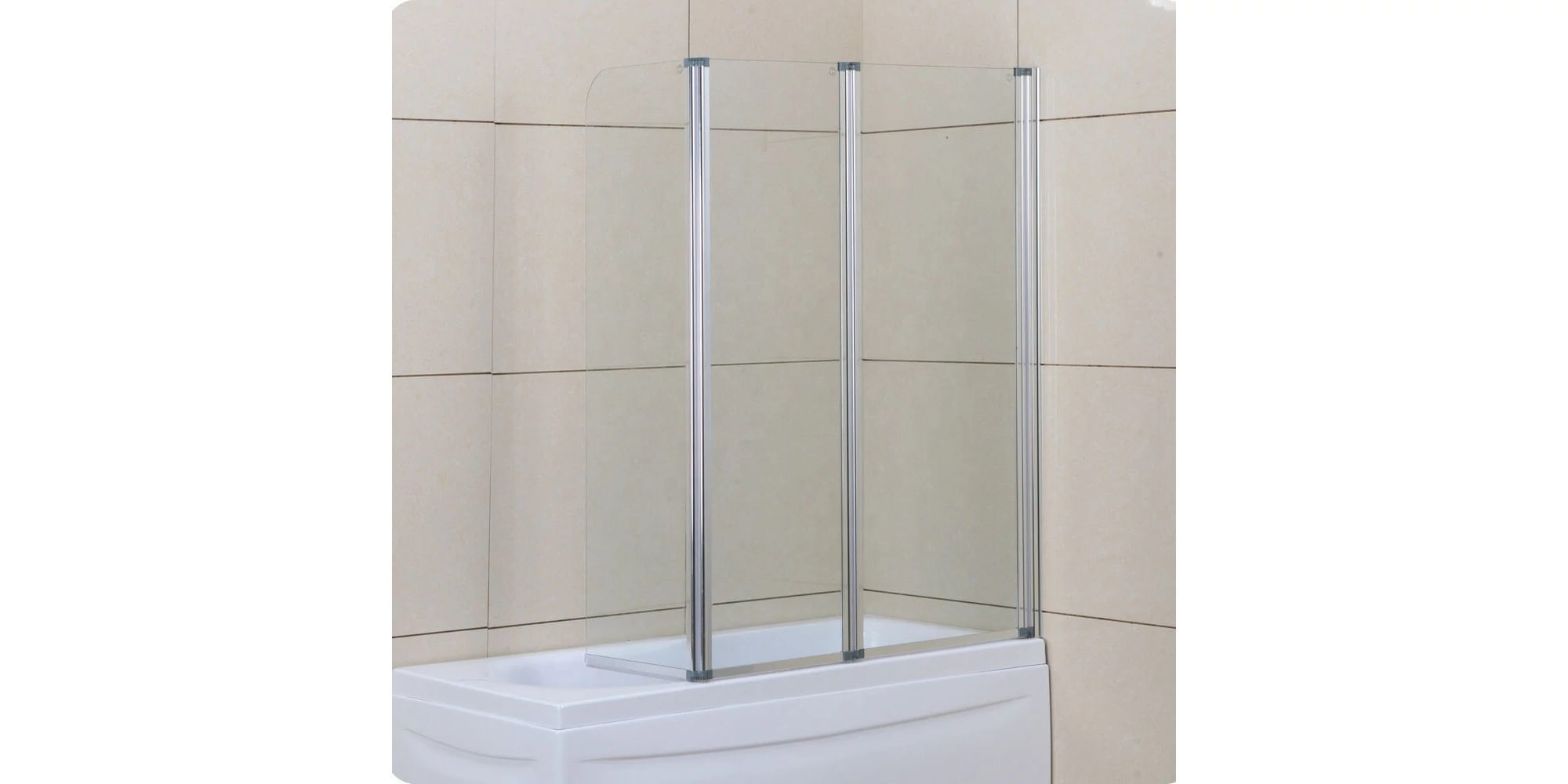Paravan pentru cadă GLADYS 130 x 140 cm, pliabil, sticlă securizată 4 mm, profil cromat [1]