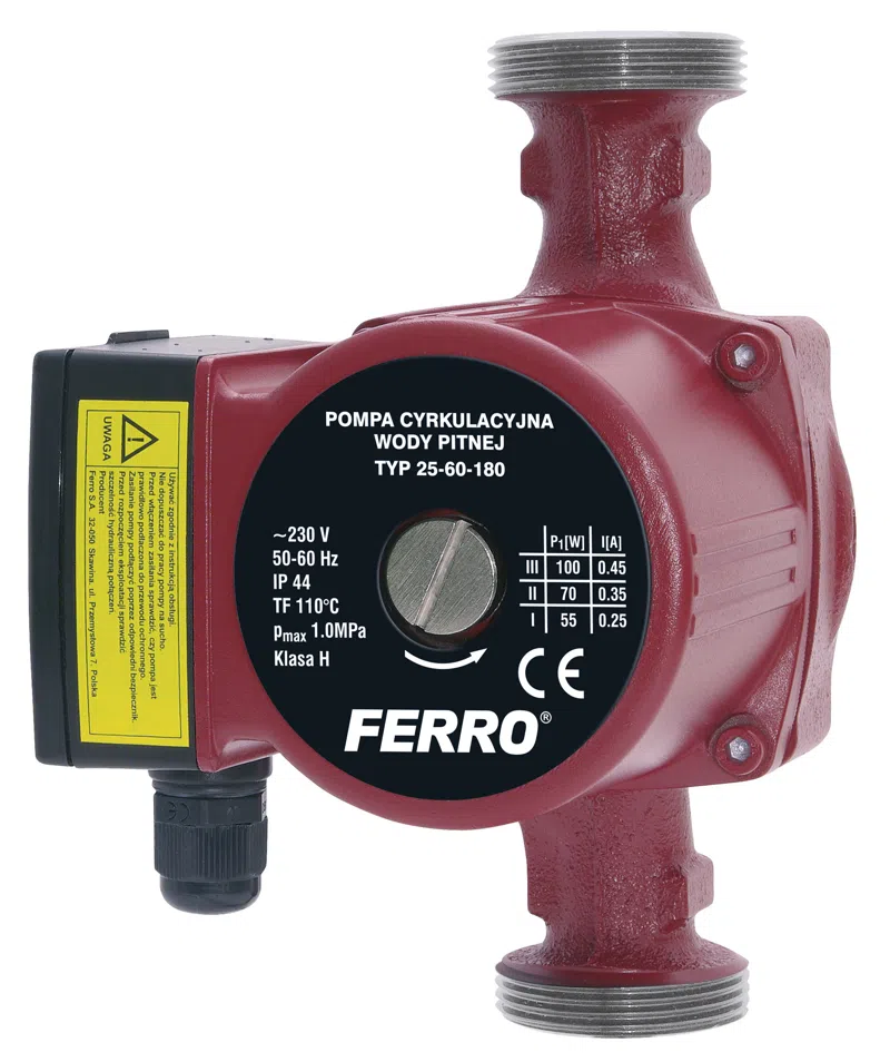 Pompe de circulatie - Pompa de circulatie Ferro GPD 25-60-180 pentru apa potabila, 230V, 3 trepte, 180 mm