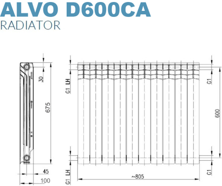 Radiator (calorifer) din aluminiu Fornello ALVO D600CA, 10 elementi, înălțime 600 mm [6]