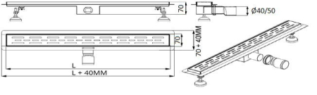 Rigola de dus Ermetiq CLASSIC din inox 700 x 70 mm, VEN-S707A [2]