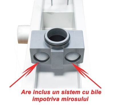 Rigola de dus Ermetiq CLASSIC NEGRU din inox 500 x 70 mm, gratar negru mat, evacuare Ø40/50 mm, VEN-S507AN [5]
