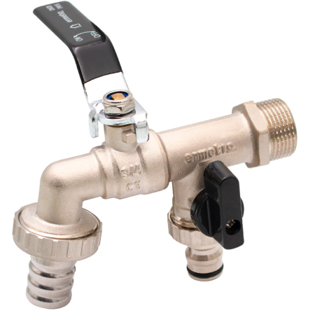 Robineti de trecere pentru apa - Robinet dublu serviciu din alama Ermetiq RB-RA34D 3/4" cu doua iesiri