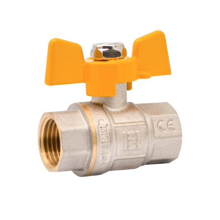 Robineti pentru gaz - Robinet gaz din alama Ermetiq RG-DFF12T 1/2" FF cu maner galben